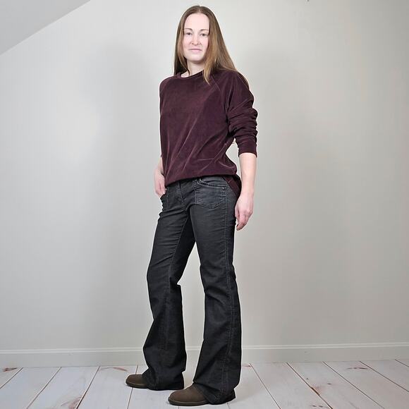 Vintage Y2K CK Velour Longsleeve Shirt Maroon Large - Picture 2 of 9